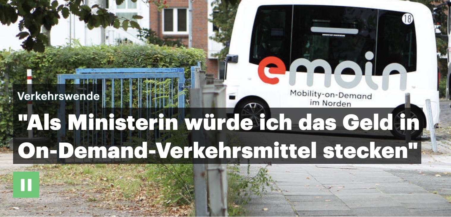 Zu Gast bei Deutschlandfunk Nova: „Als Ministerin würde ich das Geld in On-Demand-Verkehrsmittel stecken“