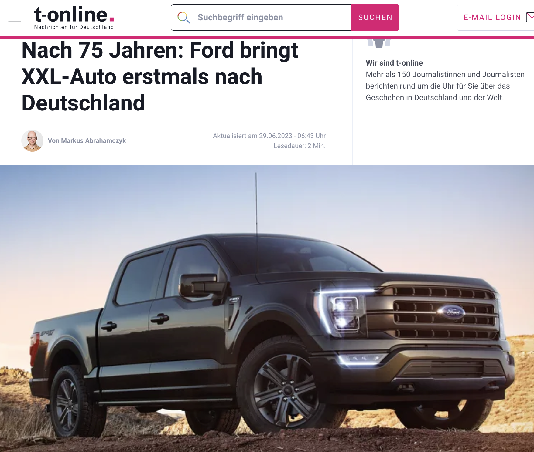 Screenshot: Ford bringt XXL-Auto nach Deutschland.