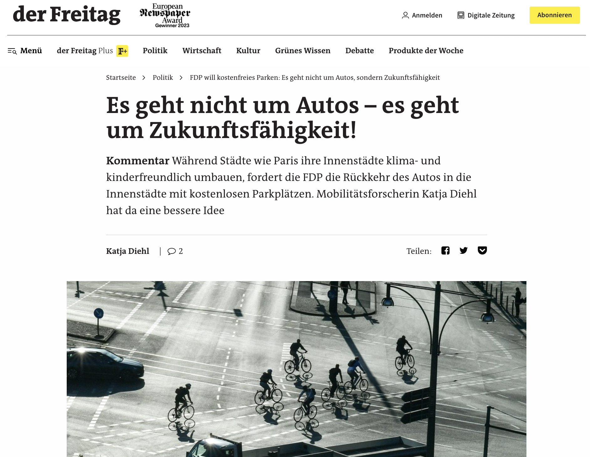 Es geht nicht um Autos – es geht um Zukunftsfähigkeit! Mein Kommentar zum „Pro Auto Plan“ der FDP bei Der Freitag.