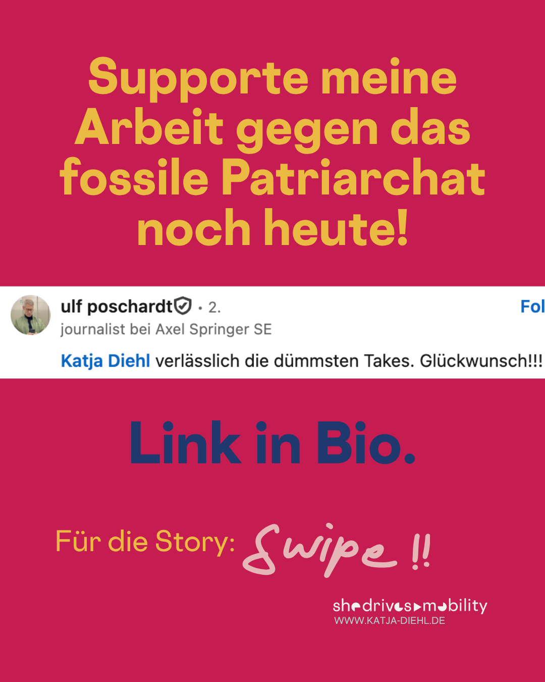 Beleidigung durch Ulf Poschardt, mal wieder. Diesmal für meine "dümmlichsten Takes" oder so.